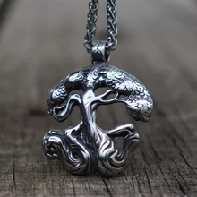 EYHIMD Viking Nordic Tree of Life World Tree Stainless Steel Pendant Necklace Jewelry hollow tree of life stainless steel colorful earrings