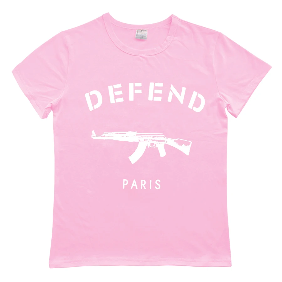 Женская футболка с принтом Defend Paris AK47 забавная Футболка для женщин топ футболки