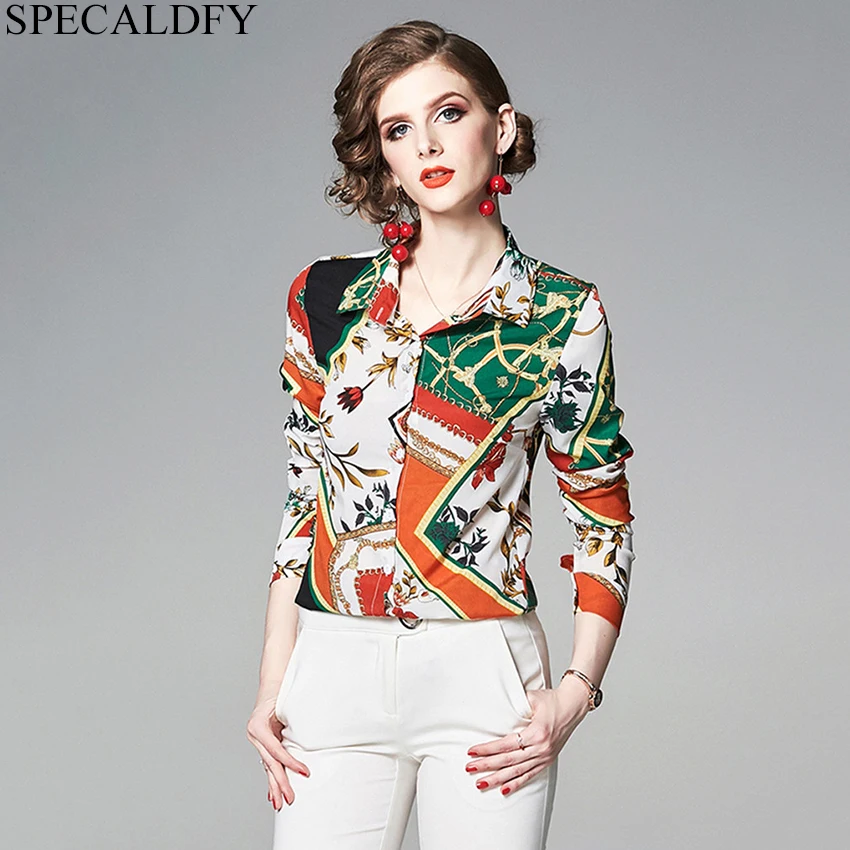 

Designer Runway Tops Women High Quality Fashion Luxury Print Vintage Blouse Ladies Office Shirts 2019 Spring Blusa Feminina