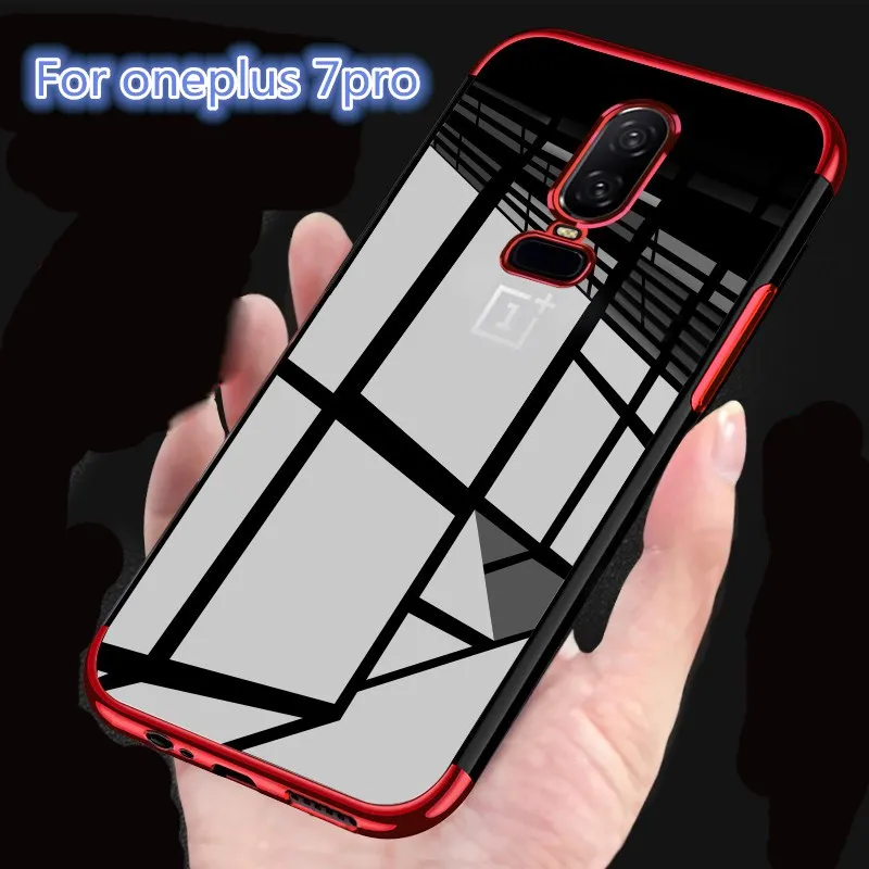 

For Oneplus 7 Pro cases Plating TPU Transparent Cover For 1+7 Oneplus 6 T 5T 7 Anti-shock Soft Silicone Original Back Cover Case