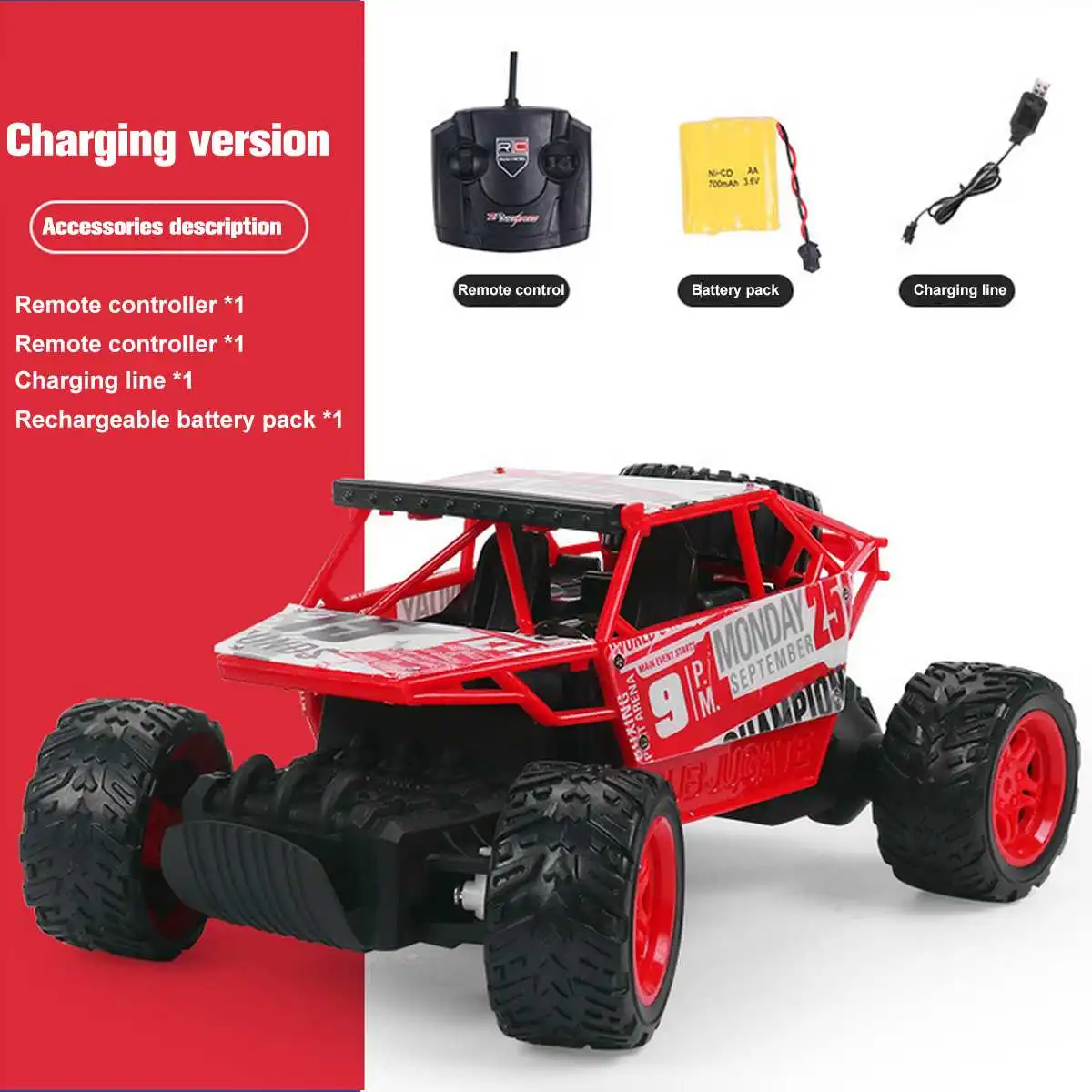 1:18 RC Car 4CH 4x4 Electric Climbing Car USB Recharging Remote Control Model Off-Road Vehicle Toy for Children Boys Kids Gifts