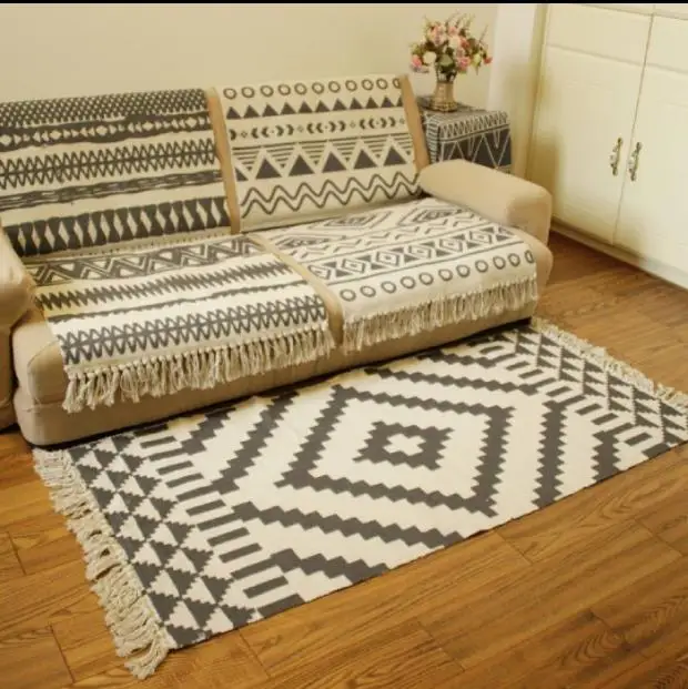 Хлопковые мягкие домашние ковры с кисточками для гостиной, спальни, детской комнаты, декоративный домашний ковер, коврик для двери, простой коврик в скандинавском стиле