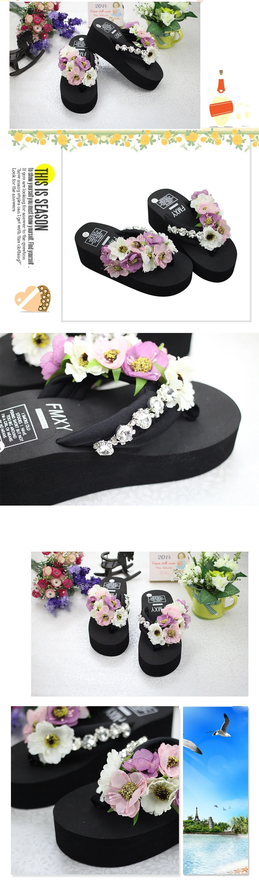 New Diamond Beach Handmade Flip Flops Slippers Beautiful Fashion Cheap Womens Wedges Shoes With High Heel Footwear Online58