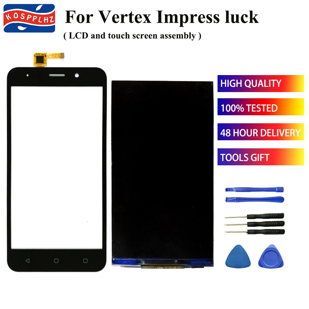 

K0SPPLHZ 100% Tested For Vertex impress luck LCD Display and Touch Screen Digitizer Assembly Replacement 5.0 in +tools