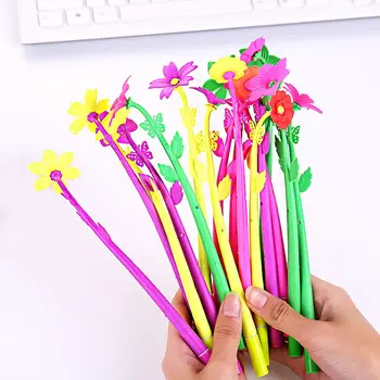 

10Pcs Simulation Flower Gel Pen 0.5mm Black Ink Signature Pens School Office Writing Supplies Pens for School Papelaria