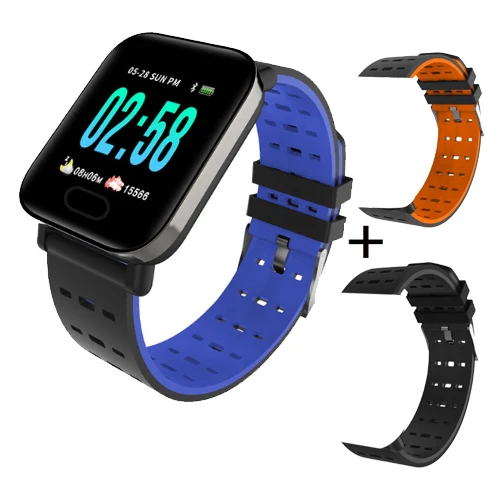 Умный Браслет KESHUYOU A6, мужской цветной экран, измеритель артериального давления, фитнес-трекер, пульсометр, смарт-браслет, спортивный браслет для Android IOS - Цвет: blue with orang blue