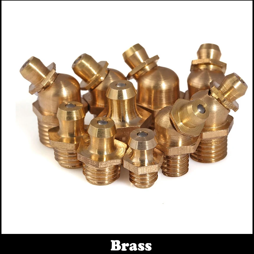 6 Pieces Metric Grease Fitting M8 M8X1.25 Zerk Nipple Steel Straight