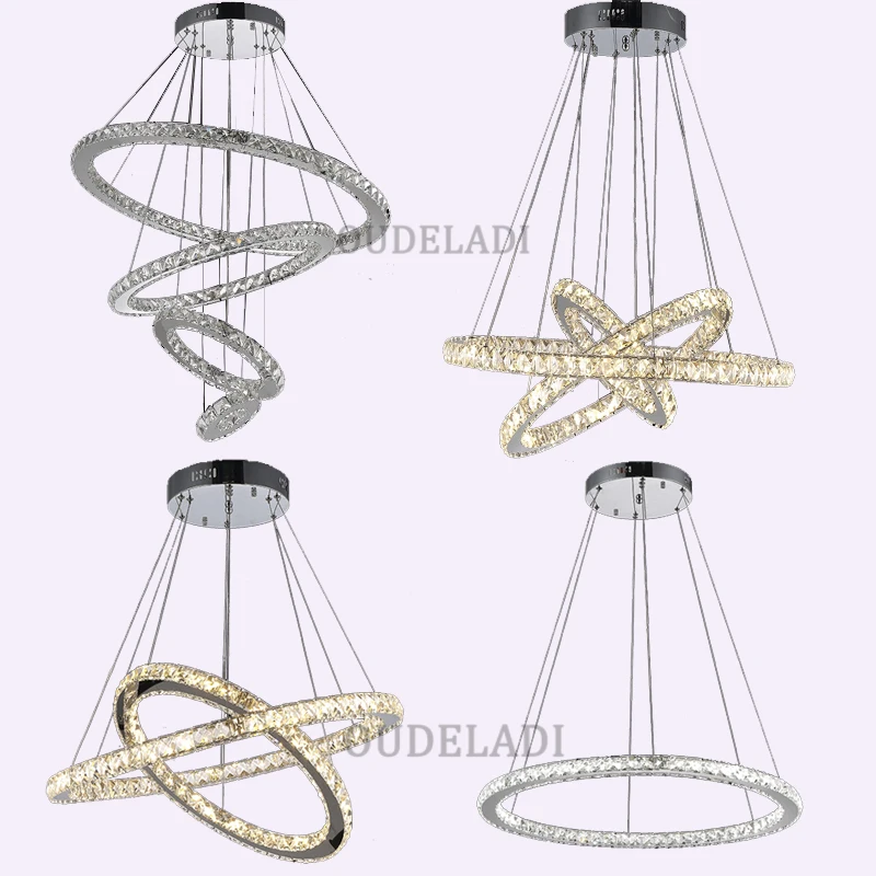 

LED Crystal Chandelier Light Modern LED Circle Chandelier Lamp Hanging Lustres LED Ring Lighting Home Decoration