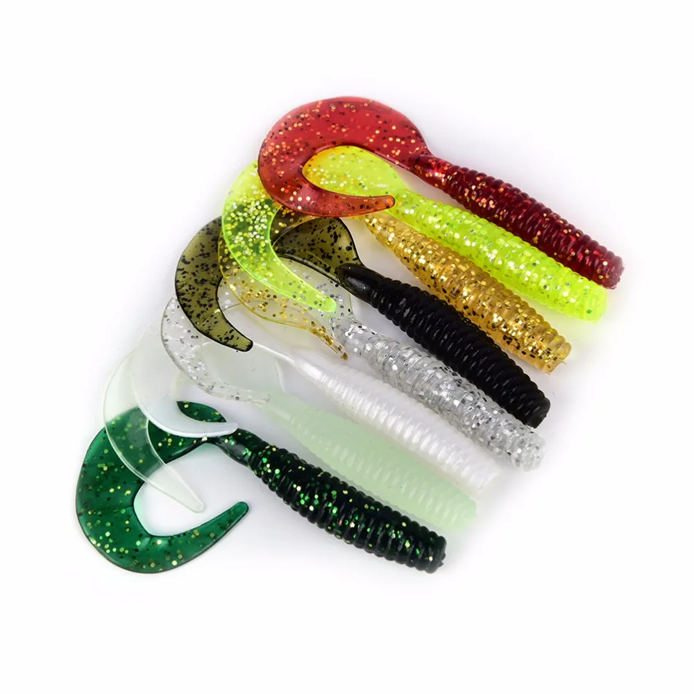 Soft 12Pcs 1.1g Soft Grub Worm Soft Baits Silicone Lure Grub Carp Bass