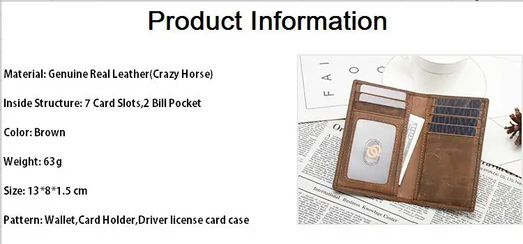 RFID из натуральной кожи Для мужчин мужской тонкий кредитный банк ID Card Case Crazy Horse водительские права Крышка карты бурильщик Винтаж кошельки