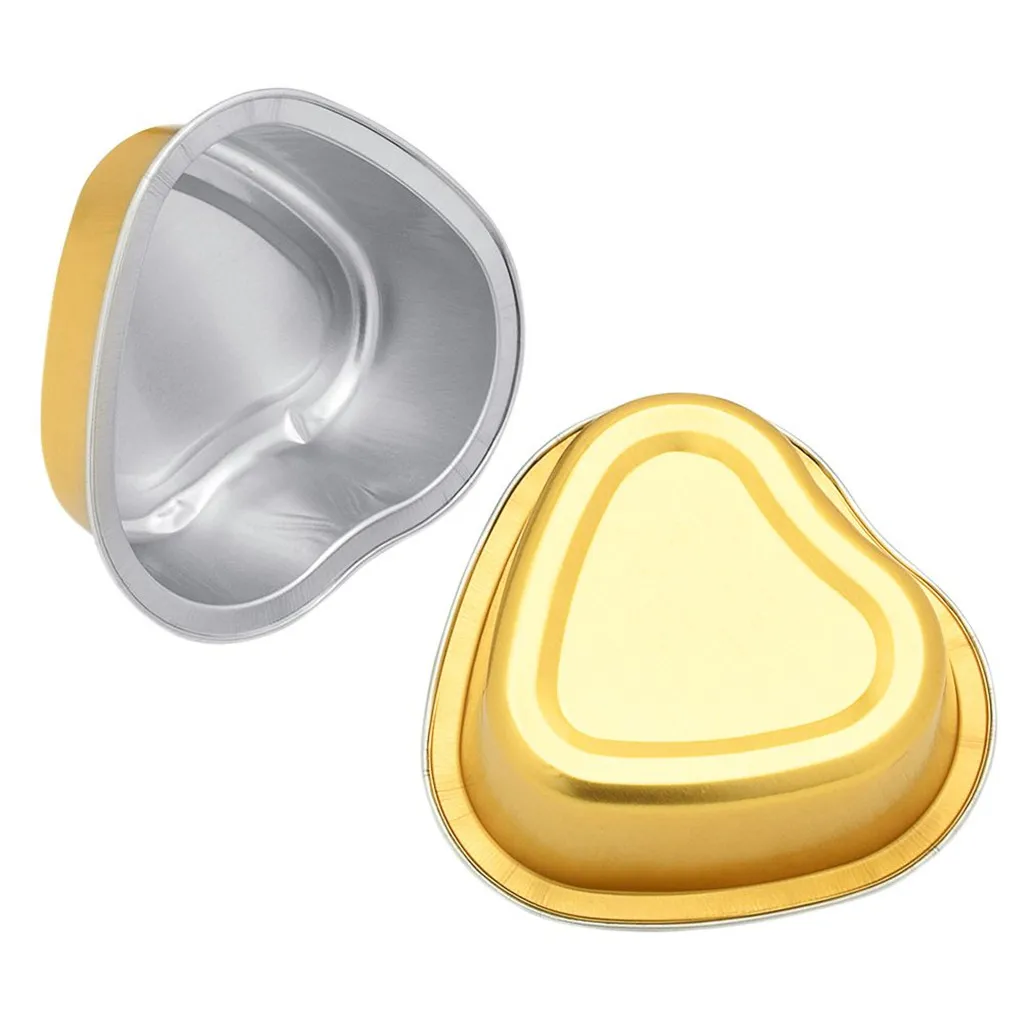 10 Pieces Gold Heart-Shaped Aluminum Foil Melting Hair Remove Wax Small Bowl Bean Depilatory Cream Bowl Waxing Pellet New