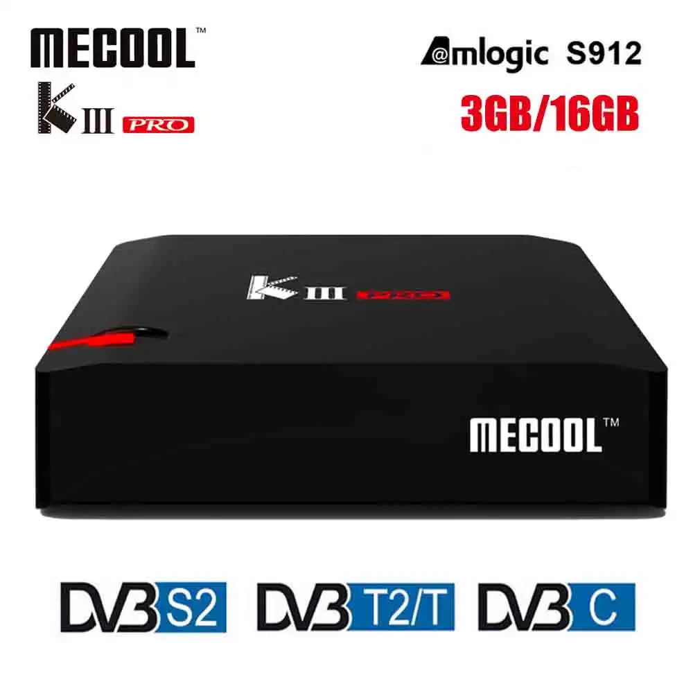 

MECOOL KIII PRO Amologic S912 Android 7.1 3gb DDR3 16gb ROM BT4.0 2.4G/5G wifi 4K H.265 DVB-S2 DVB-T2 DVB-C TV Receiver PK C400