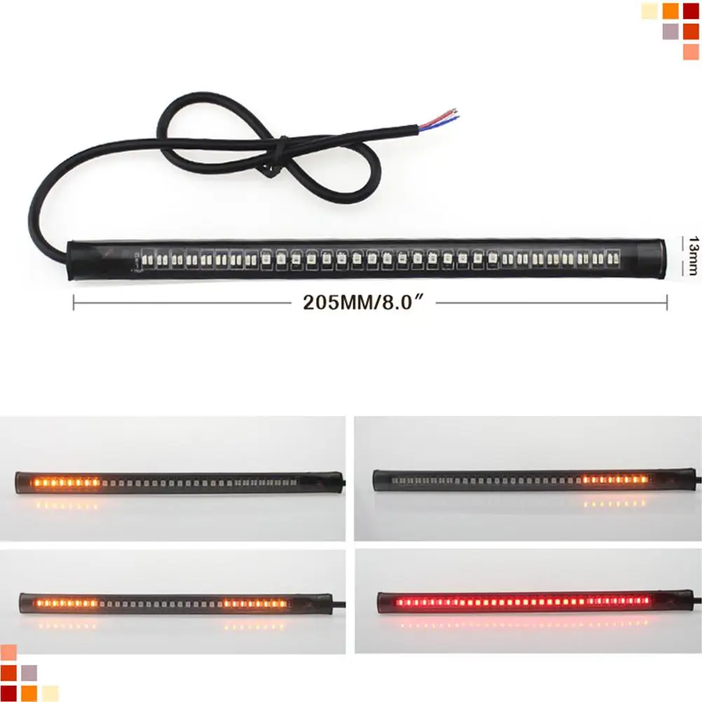 

Dragonpad Universal LED Strip for Motorcycle Tail Brake Stop Turn Signal Light Strip 48 LEDs Flexible for Motorbikes