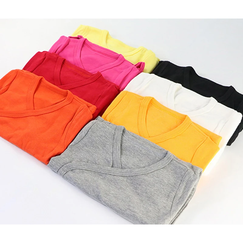 100% Organic Cotton Newborn Clothes Solid Color Simple Baby Boys Girls Long-Sleeve Side-Snap Romper Jumpsuit