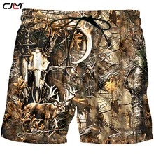 CJLM Модные мужские шорты 3D Лесной Олень забавная уличная Мужская доска шорты коричневые листья негабаритных 5XL