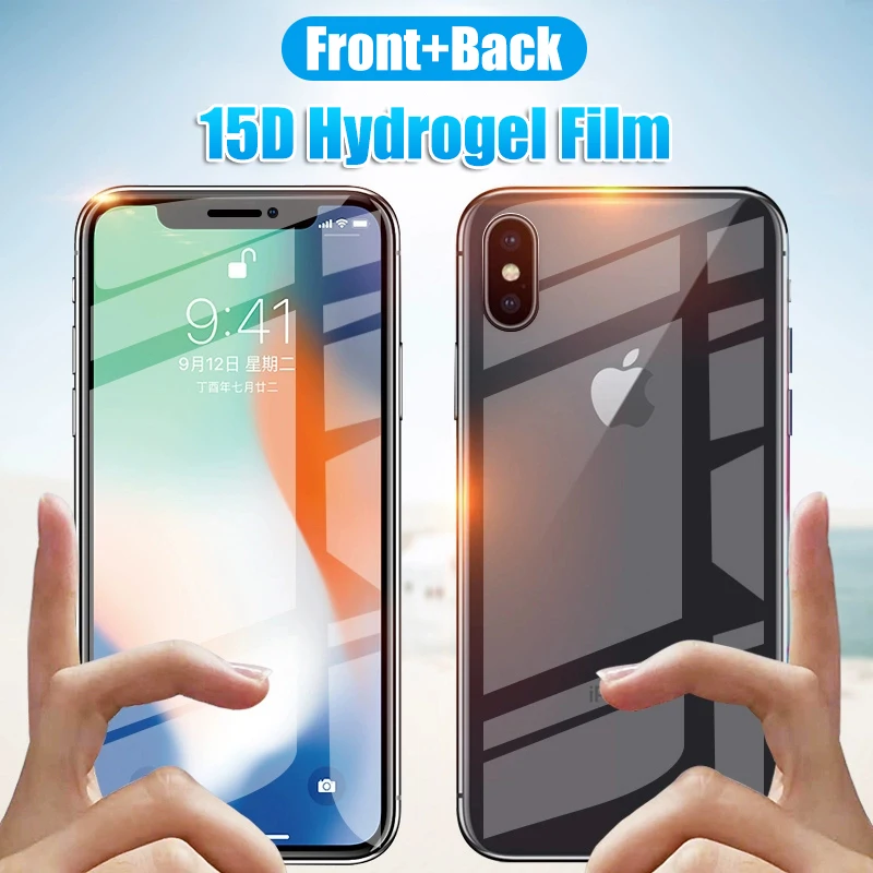 

Front+Back 15D Protective Hydrogel Film On The For IPhone X XR XS Max 8 7 6 6s Plus Screen Protector Film Full Cover Not Glass