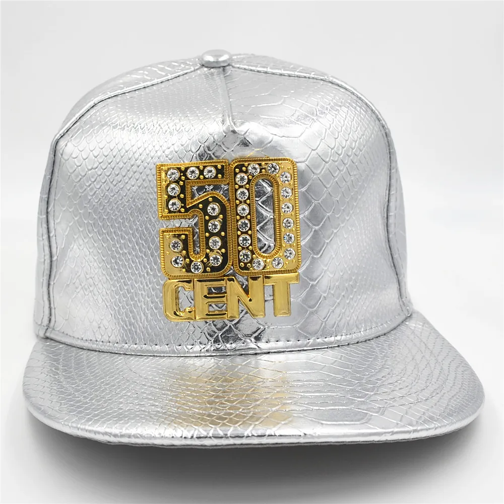 Новая модная кепка из искусственной кожи с надписью 50 CENT Snapback для мужчин и женщин Dj хип-хоп