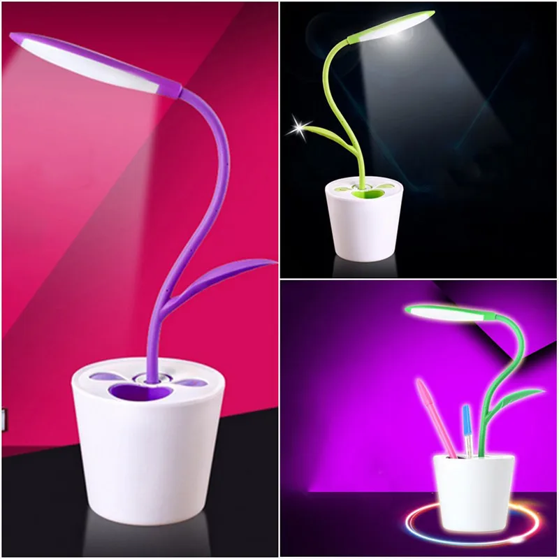 

Innovative Sapling LED Lamp Eye-protection Smart Touch Switch USB Charging 18650 Battery Used As Pen Holder Artistic Light