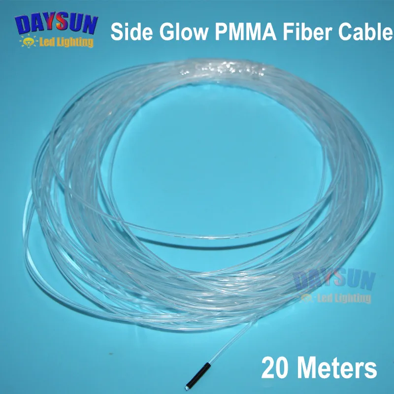 PMMA Side Glow Optic Fiber Cable 20 Meters Free Ship Car Atmosphere Light Universal Dia 2.0mm DIY EL Wire Replacement |