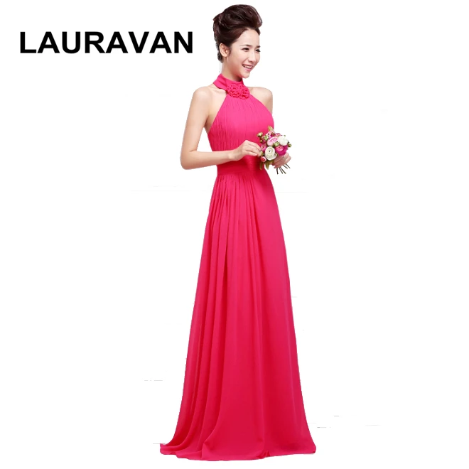 

blue champagne fuchsia yellow new design hot pink sexy teen halter neck long chiffon elegant prom gown vestidos blue dresses