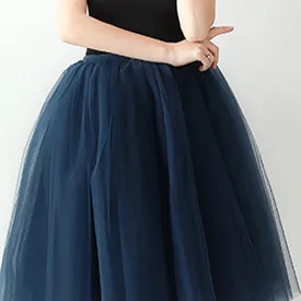 Летняя симпатичная Пышная юбка-Тюлевая юбка для мать и дочка юбка-пачка для маленьких девочек 4 Слои марли Юбка-американка для танцевальной вечеринки - Цвет: Navy Blue