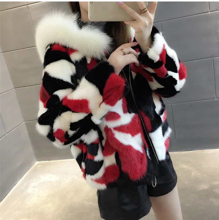 Excellent New winter Women Natural Real Pieces mink fur coat hooded with fox collar Mink Fur Jacket Outwear 6 Excellent New winter Women Natural Real Pieces mink fur coat hooded with fox collar Mink Fur Jacket Outwear 6