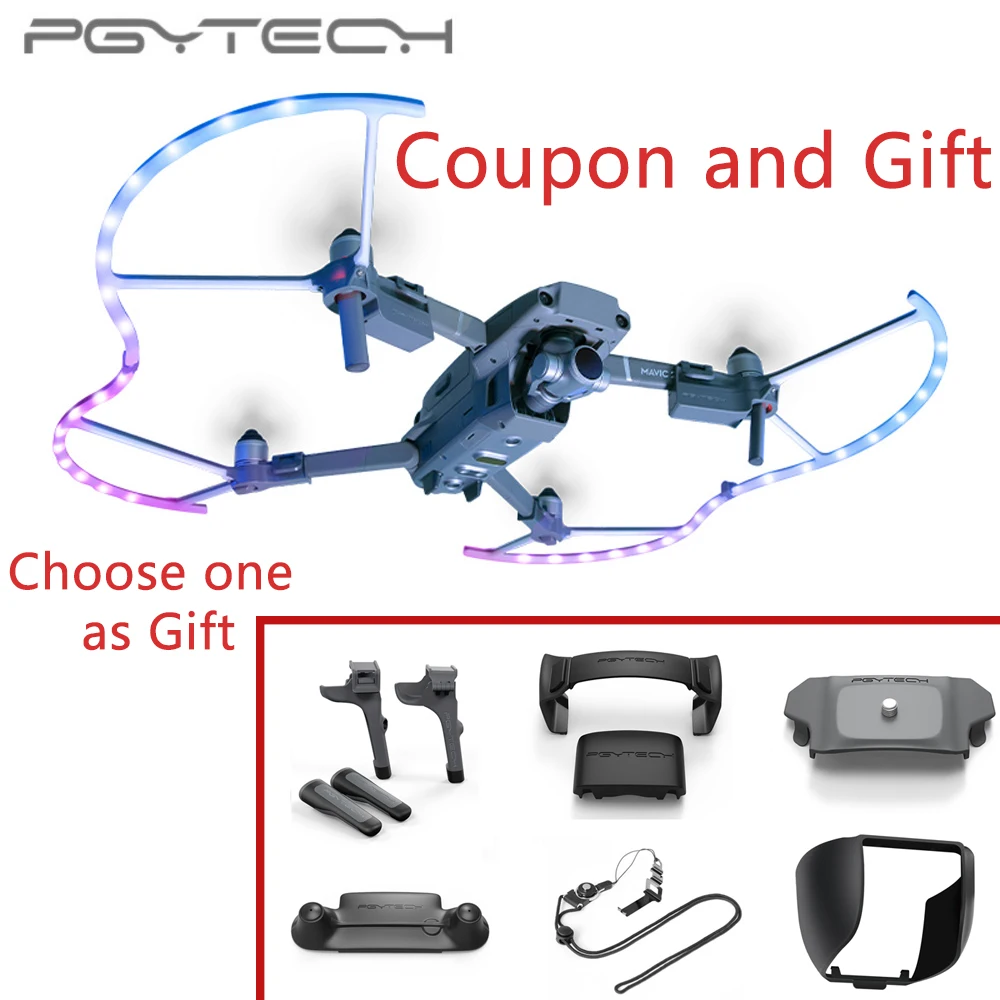 $75.05 PGYTECH For DJI Mavic LED Propeller Guard with Colorful Lighting Mode Protective Propeller Drone