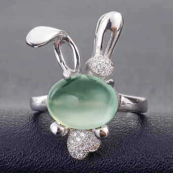 

Natural peridot ring Free shipping 925 sterling silver Natural real peridot or other gems Rabbit style ring 2ct gem #YH18062405