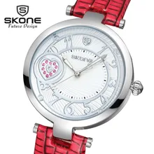 SKONE Mode En Cuir Femmes Montres Top Marque De Luxe Dames Quartz Montre Femme Pin Lumineux Montre Horloge Relogio Feminino Hodinky