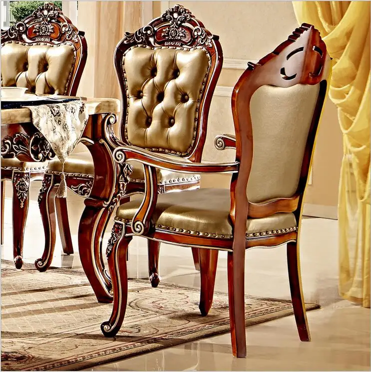 Antique Style Italian Dining Table, 100% Solid Wood Italy Style Luxury Dining Table Set