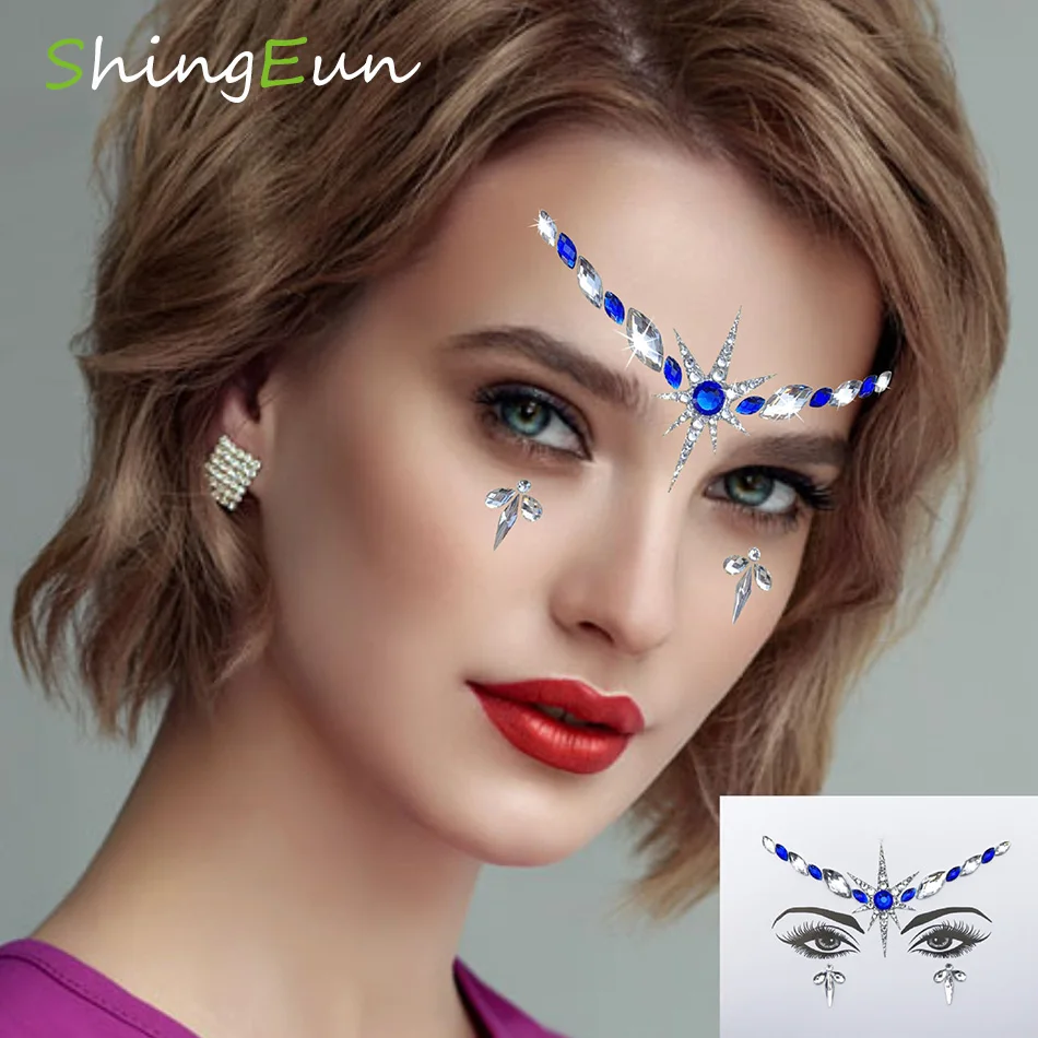 Nissi 1PC Flash Gems Waterproof Face Eye Tattoo Women Fashion Festival Party Makeup Body Jewel Temporary Tattoos