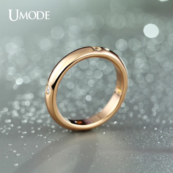 UMODE Rose Gold Color Burnish 4 Pieces CZ Cubic Zirconia Aneis Feminino Flush Setting Wedding Band Ring for Women JR0139A - Image 3