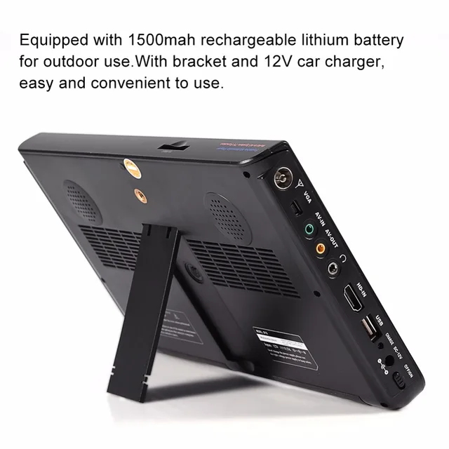 10 inch Digital Analog Televisions DVB-T-T2 1024×600 Resolution Portable TV 1500mAh Rechargeable Batyery Upgrade For Home Car