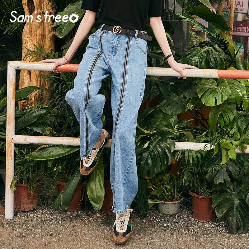 

Stylish Streetwear Woman Jeans Vintage Patchwork Women Wide Leg Pants Oversized Denim Ladies Trousers Female Jeans