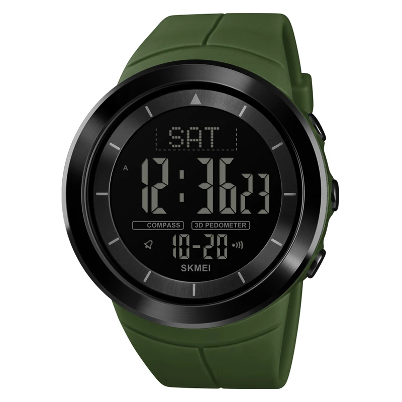 Мужские часы, цифровые, водонепроницаемые, компас, калории, секундомер, спортивные наручные часы, модные мужские часы с браслетом, Лидирующий бренд SKMEI, часы - Цвет: Green