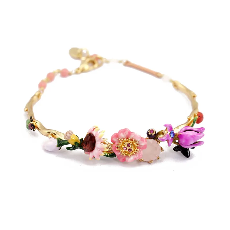 Fashion new Water lily gem bracelets for women garden series blooming