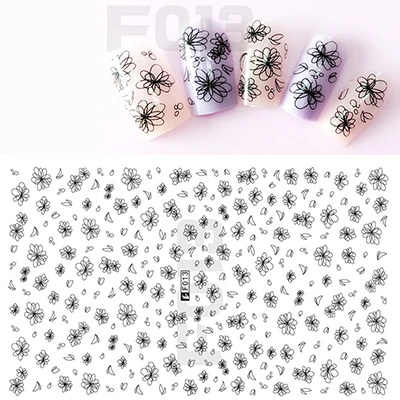 Наклейки для ногтей, F001-F023, самоклеющиеся наклейки для ногтей, Серия s F, наклейки для ногтей, Самоклеящиеся украшения, пресс для ногтей, маникюр, NBF - Цвет: F013 black