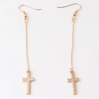 

Fashion Simple Crucifix Shape Cross Hook Earrings for Women Jewelry Gifts Long Drop Dangle Earring Pendientes Brincos 6A2033