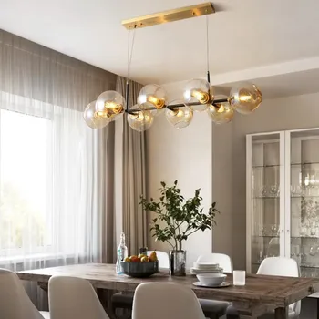 

8 Head Nordic Restaurant Magic Bean LED Chandelier Lighting Copper Molecular Lamp Modern Bedroom Atmospheric Household Luminaire