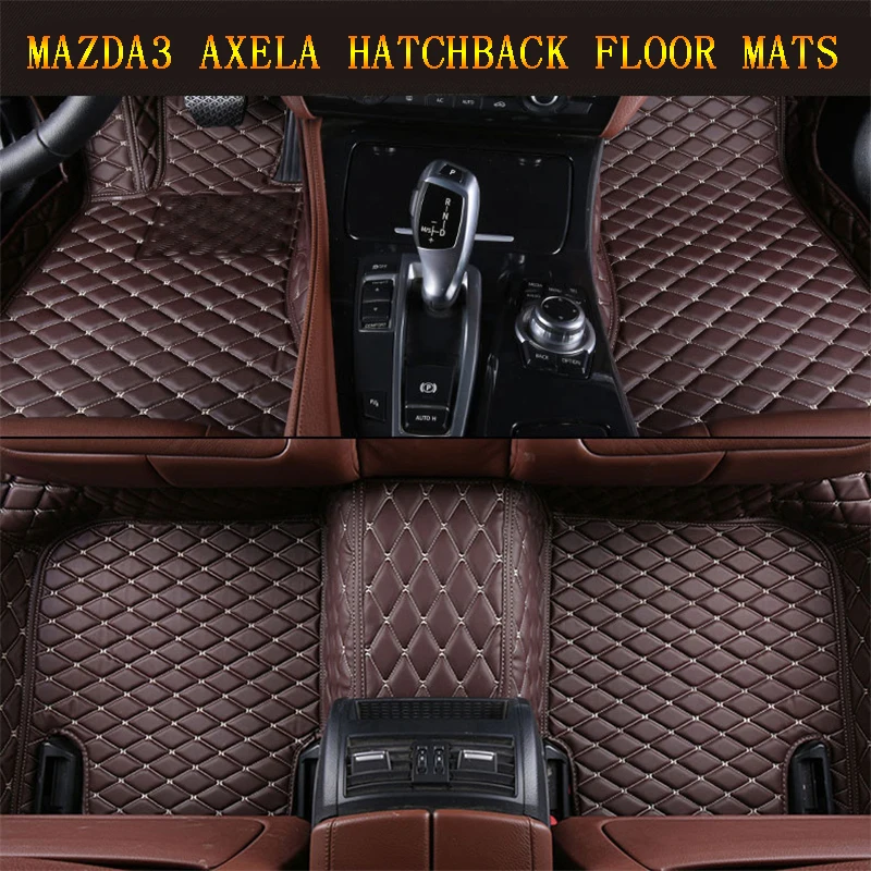 

Car Floor Mats For Mazda 3 Axela Hatchback 2013-2019 Foot Carpets pad mat Step Embroidery Leather Car Interior heavy duty carpet