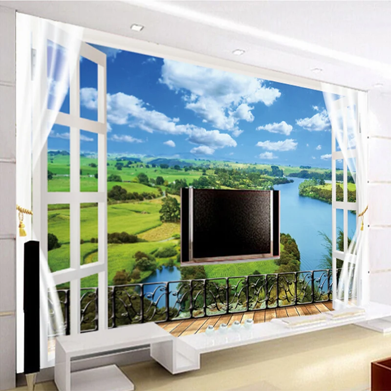 Пользовательские Любой размер Природа Пейзаж окна 3D Настенная Обои Для Гостиная Спальня Фото Фреска fresco Домашний Декор обои