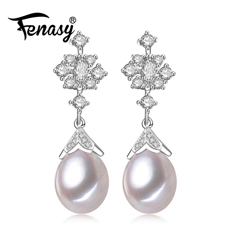 

FENASY Pearl Jewelry,party earrings for women,fine jewelry natural pearl ethnic crown luxury Wedding long earrings