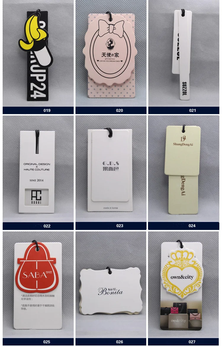 OEM custom logo brand garment clothing printed paper price hang tag