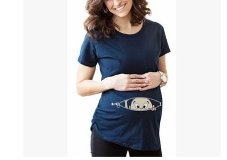 Лидер продаж, модные топы для беременных, Забавные милые детские футболки с 3D принтом, одежда размера плюс, S-3XL - Цвет: Dark Blue