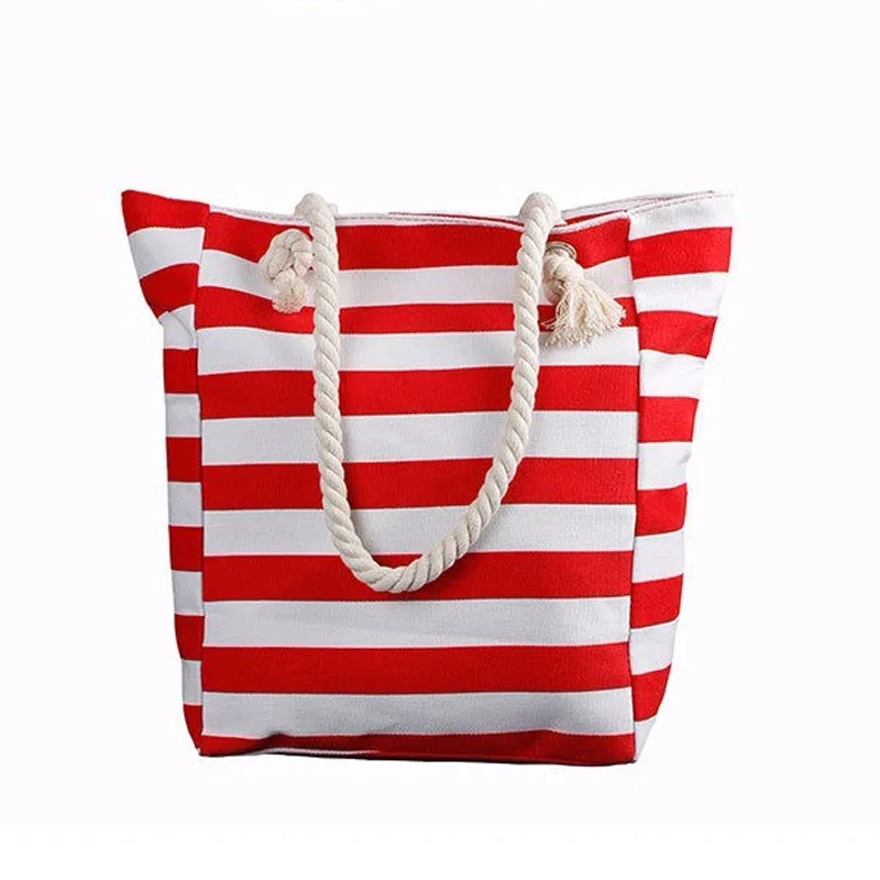 

Top quality Women Beach Bag Fashion Handbag Navy Style Casual Bag Women Bag Stripped Canvas Bag Bolsas Femininas mujer XA1270B