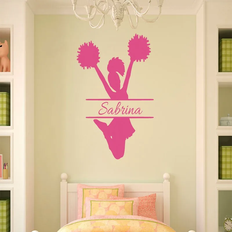 Lovely Personalised Cheerleading Girls Wall Stickers Bedroom Vinyl Home
