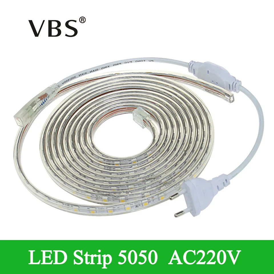 

AC220V LED Strip Light Waterproof Silicone Tube led tape 1/2/3/4/5/6/7/8/9/10/12/15/20m led strip waterproof 60LEDs/m+EU Plug