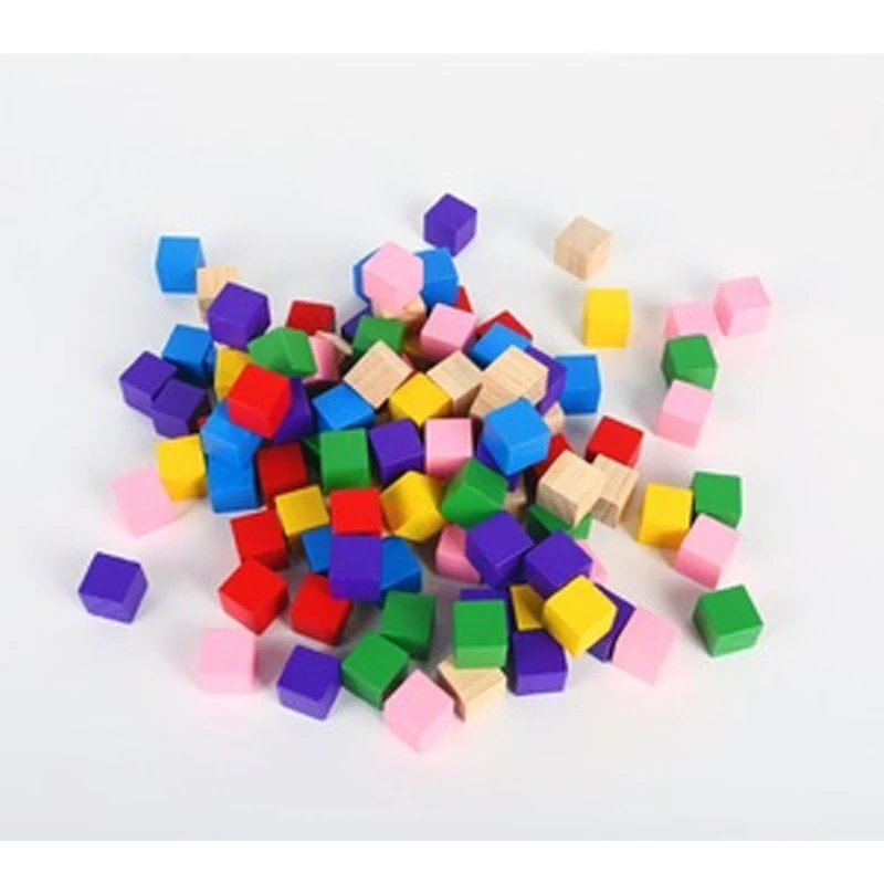

100Pcs/set 15mm 8 color Wood Square Corner Colorful Dice Chess Piece Right Angle For Token Puzzle Board Game