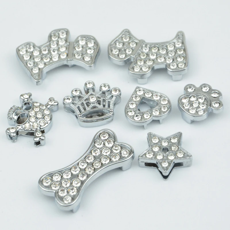 

10pcs Rhinestone Skull/Heart/Paw/Bone/Dog/Crown/Star Collar pet Charm Pet Jewelry Cat dog collar Necklace Puppy collar accessory