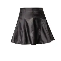 Готический черный PU Chic мини-юбка Осенне-зимняя Дамская обувь Горячий High Street стильные Клубные вечерние плиссированные узкие женские